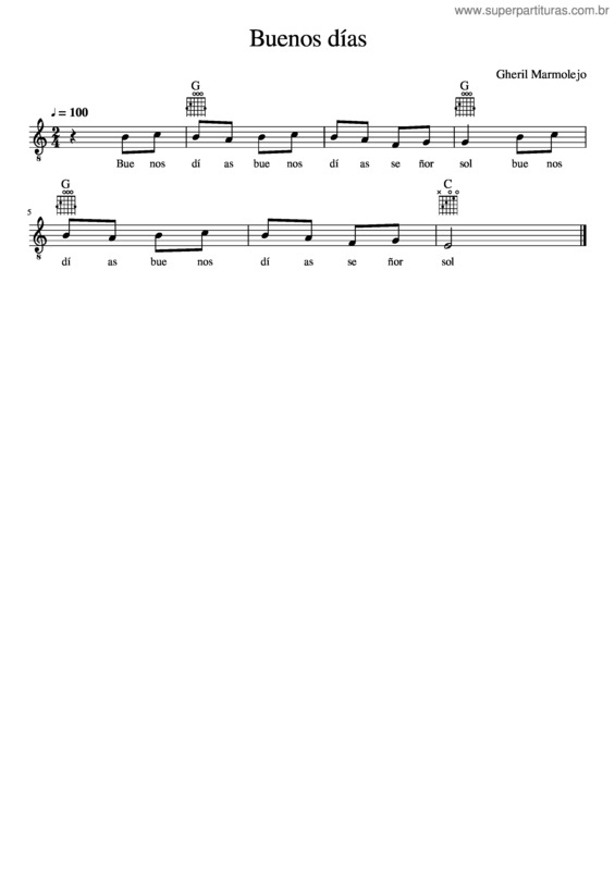 Partitura da música Buenos Días  1