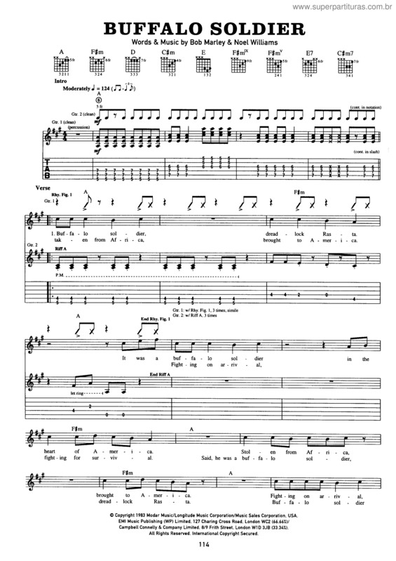 Partitura da música Buffalo Soldier