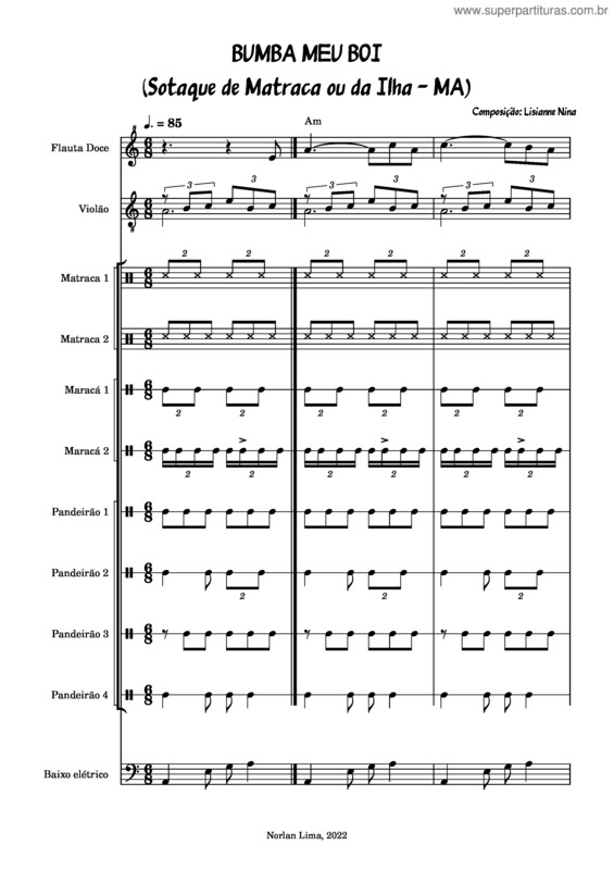 Partitura da música Bumba Meu Boi De Matraca