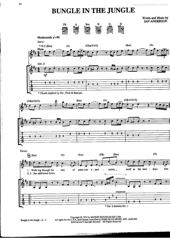 Partitura da música Bungle in the Jungle