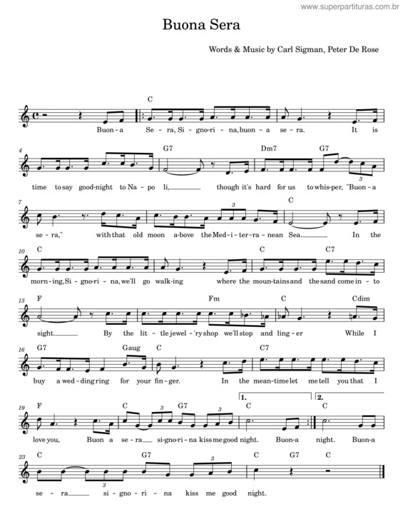 Partitura da música Buona Sera v.4