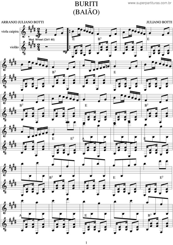 Partitura da música Buriti