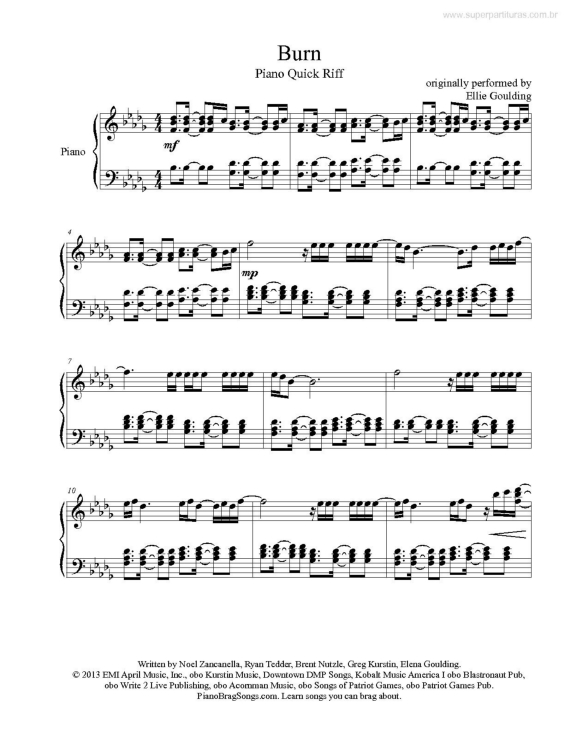 Partitura da música Burn v.2