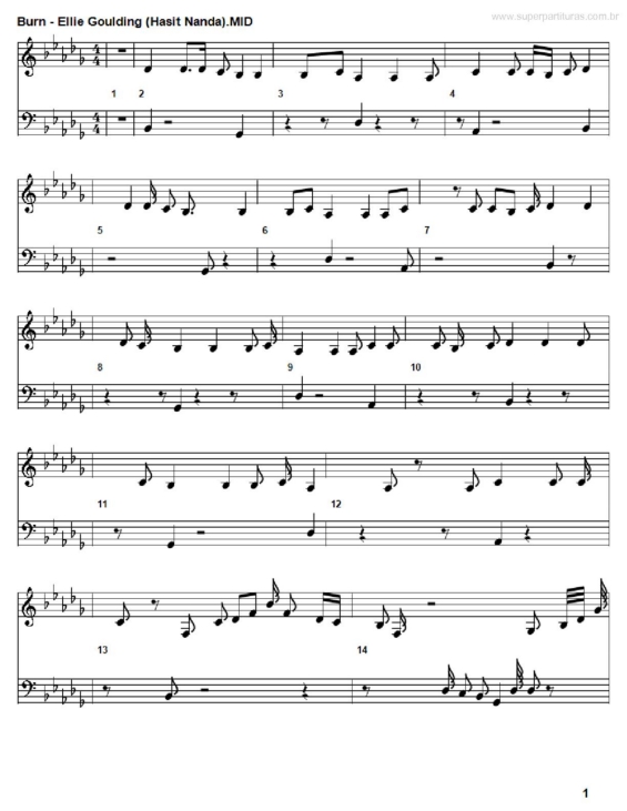 Partitura da música Burn