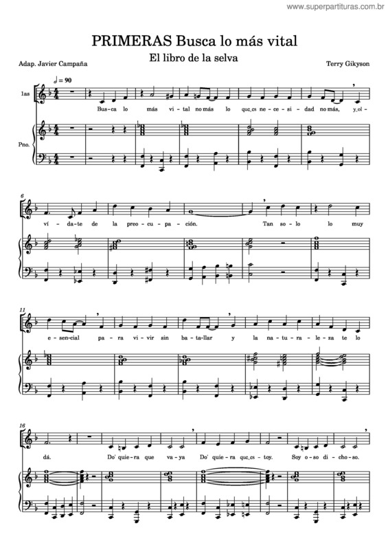 Partitura da música Busca Lo Más Vital Primeras