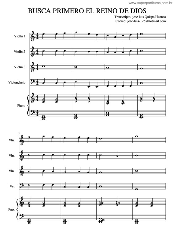 Partitura da música Busca Primero El Reino De Dios