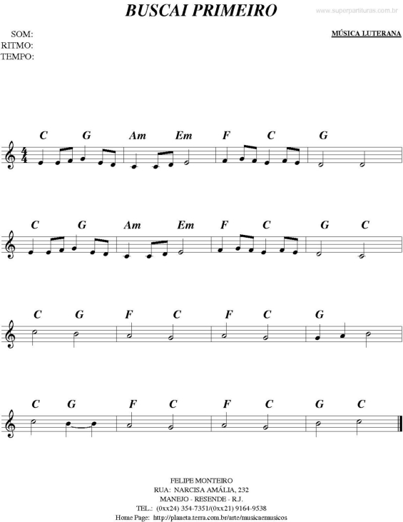 Partitura da música Buscai Primeiro