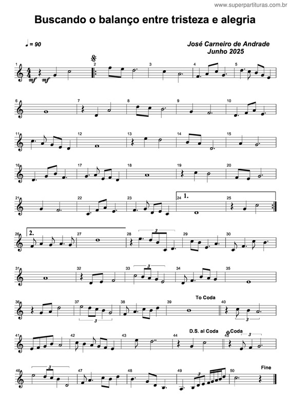 Partitura da música Buscando O Balanço Entre Tristeza E Alegria