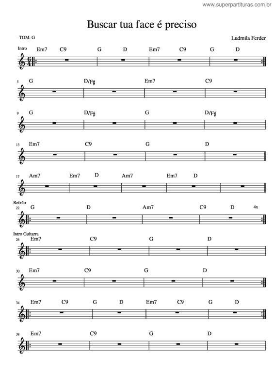 Partitura da música Buscar Tua Face Preciso