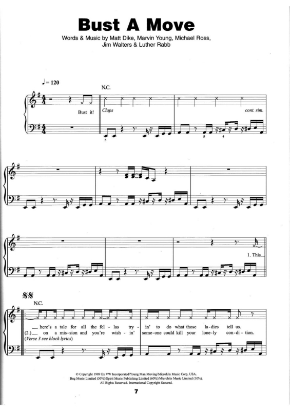 Partitura da música Bust a Move