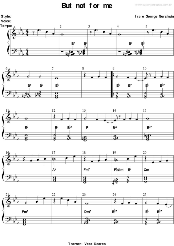 Partitura da música But Not For Me