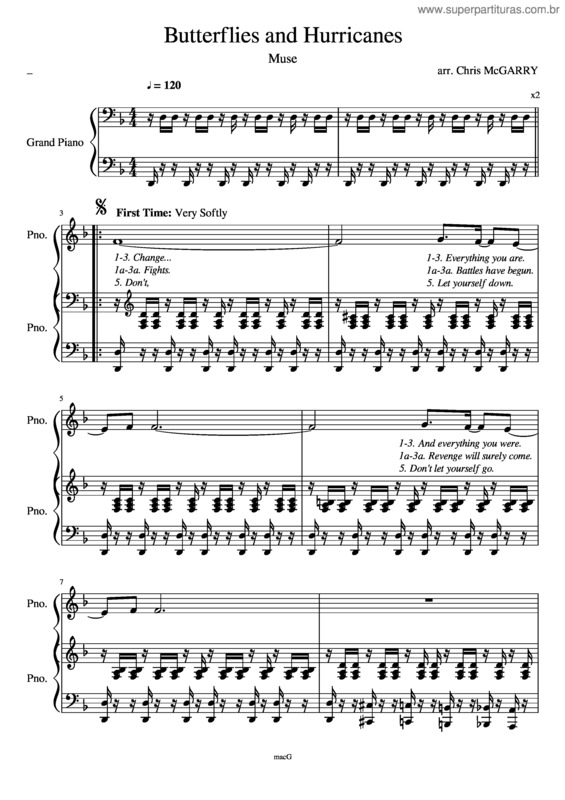 Partitura da música Butterflies & Hurricanes
