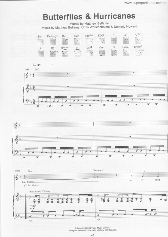 Partitura da música Butterflies And Hurricanes