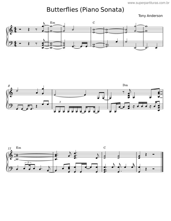 Partitura da música Butterflies v.12