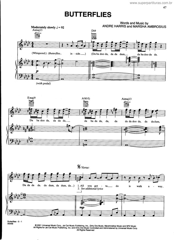 Partitura da música Butterflies v.2