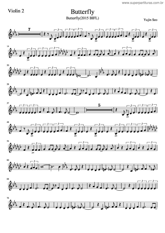 Partitura da música Butterfly 2015 Bifl v.3