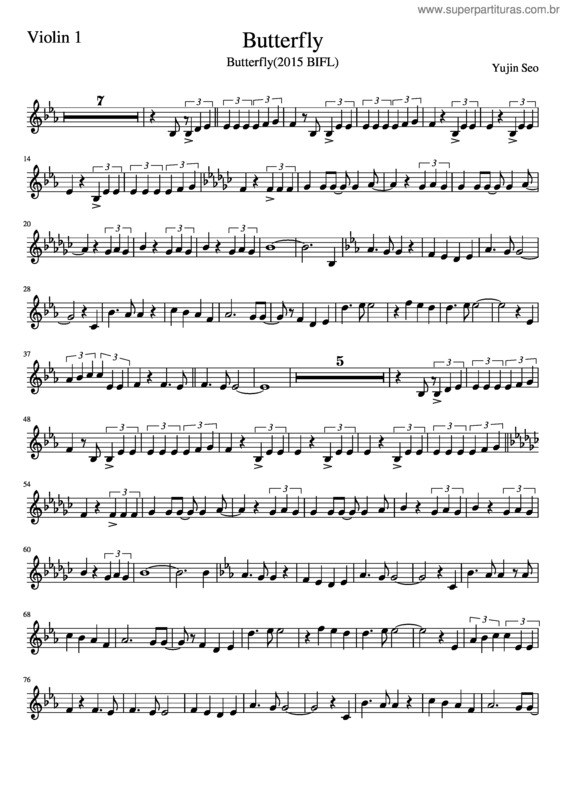 Partitura da música Butterfly 2015 Bifl