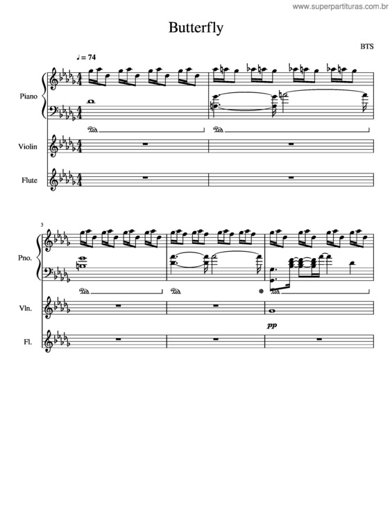 Partitura da música Butterfly Bts