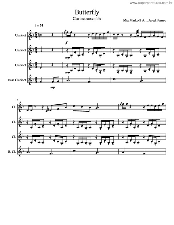 Partitura da música Butterfly Clarinoot