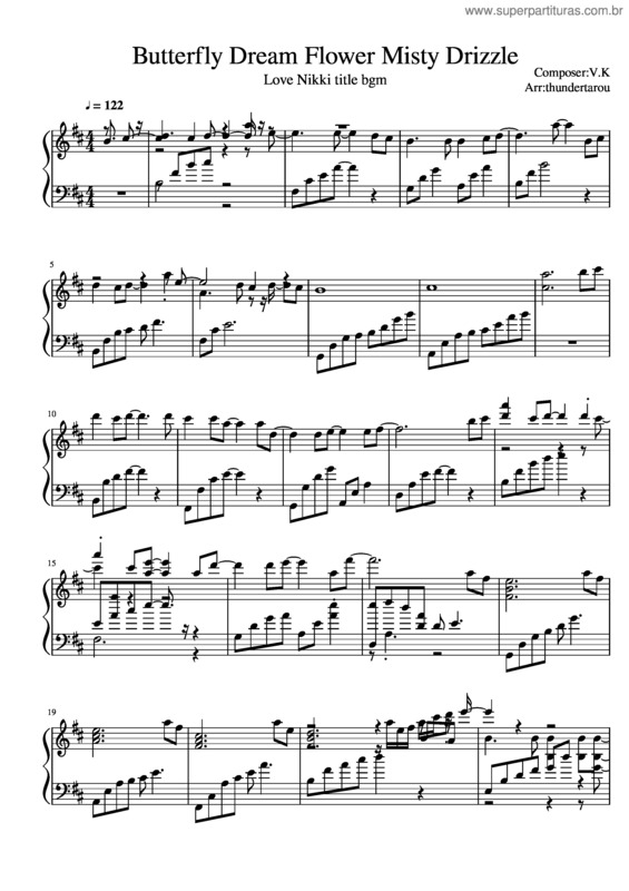 Partitura da música Butterfly Dream Flower Misty Drizzle