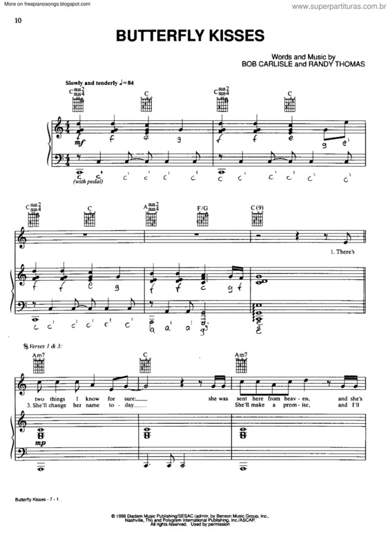 Partitura da música Butterfly Kisses