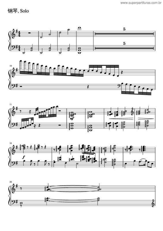 Partitura da música Butterfly Lover Piano
