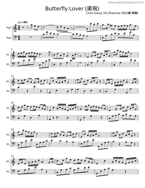 Partitura da música Butterfly Lover v.2