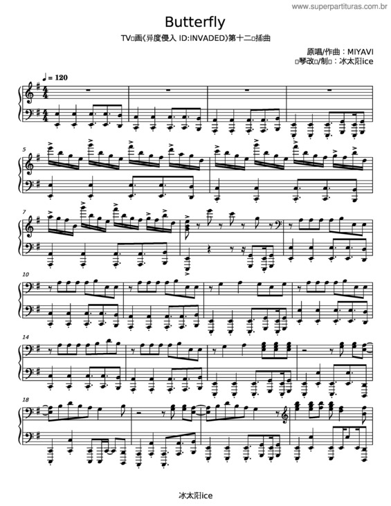 Partitura da música Butterfly v.26