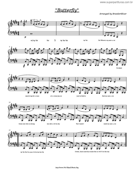 Partitura da música Butterfly v.5