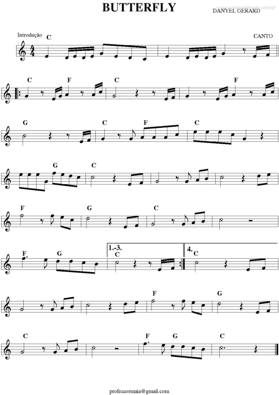 Partitura da música Butterfly