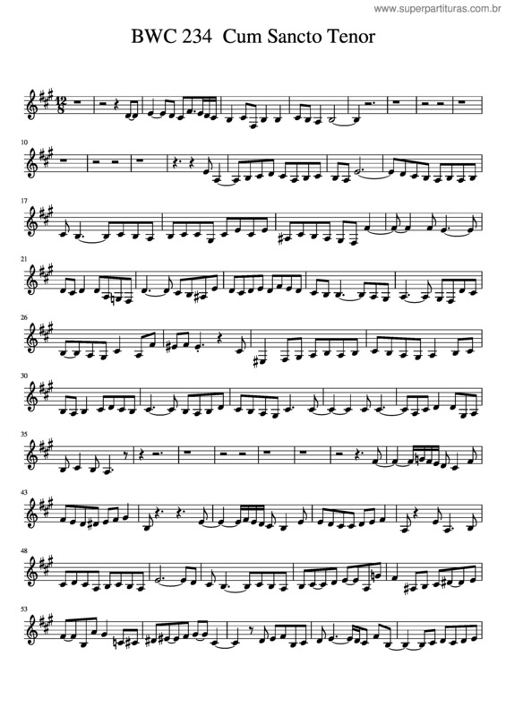 Partitura da música Bwv 234 Cum Santo Alleen Tenor
