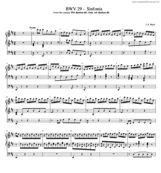 Partitura da música Bwv 29 –  Sinfonia