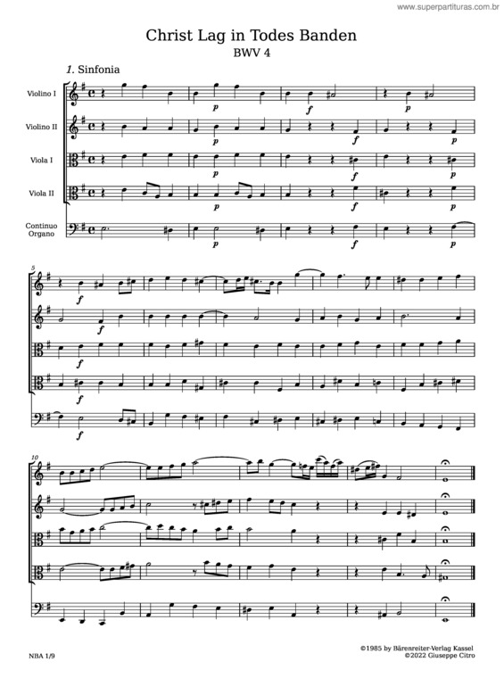 Partitura da música Bwv 4 – Christ Lag In Todesbanden