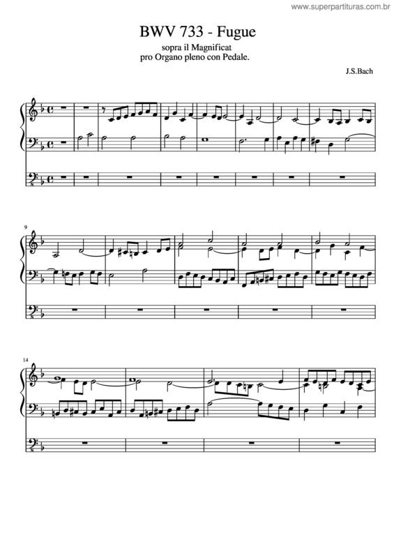 Partitura da música Bwv 733 – Fuga Sopra Il Magnificat