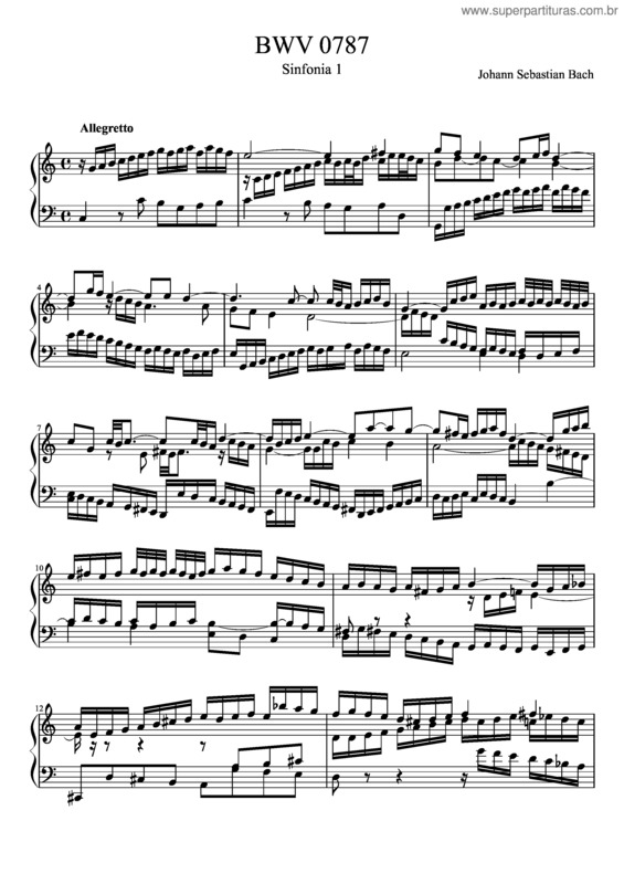 Partitura da música Bwv 787 Sinfonia I