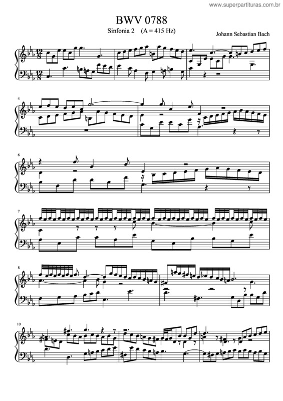 Partitura da música Bwv 788: Sinfonia Ii – Harpsichord Sound