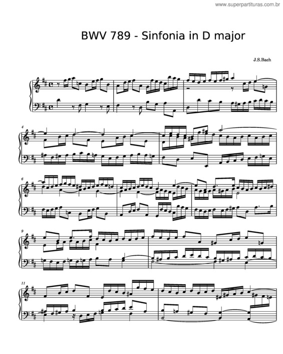 Partitura da música Bwv 789 – Sinfonia In D Major
