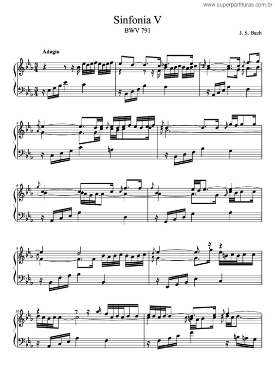 Partitura da música Bwv 791 Sinfonia V