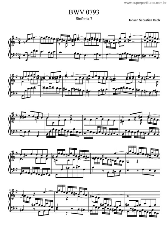 Partitura da música Bwv 793 Sinfonia Vii