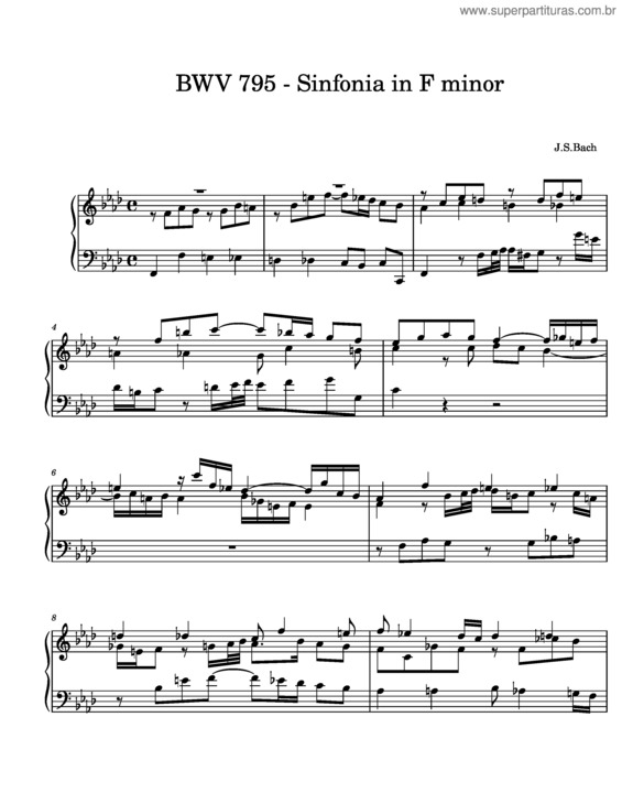 Partitura da música Bwv 795 – Sinfonia No. 9  In F Minor