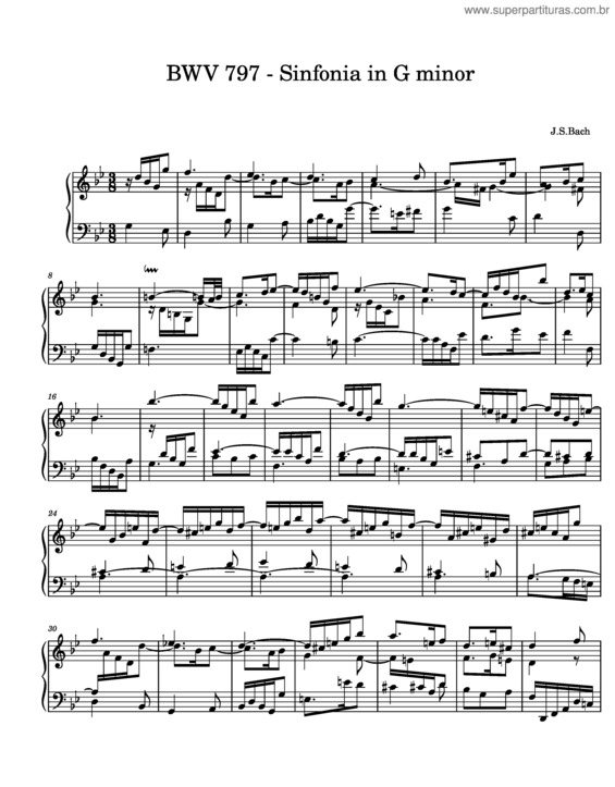 Partitura da música Bwv 797 – Sinfonia No. 11 In G Minor