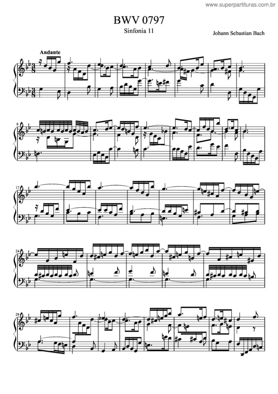 Partitura da música Bwv 797 Sinfonia Xi