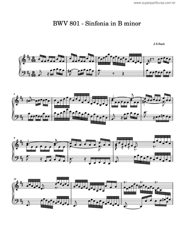 Partitura da música Bwv 801 – Sinfonia No. 15 In B Minor