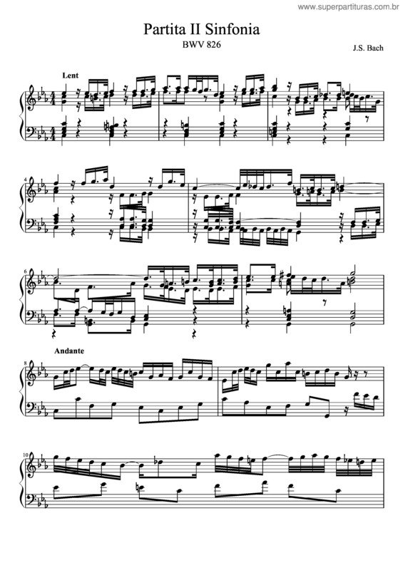 Partitura da música Bwv 826 Partita Ii Sinfonia