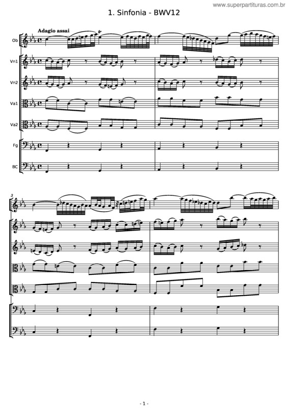 Partitura da música Bwv12/1. Sinfonia