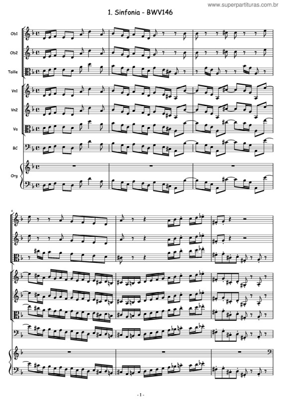 Partitura da música Bwv146/1. Sinfonia