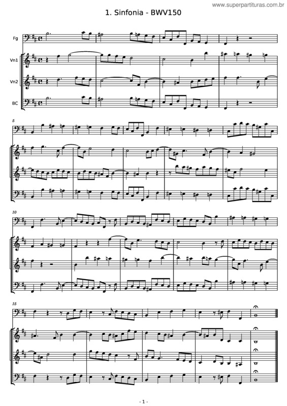 Partitura da música Bwv150/1. Sinfonia
