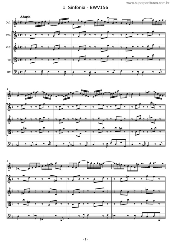 Partitura da música Bwv156/1 : Sinfonia