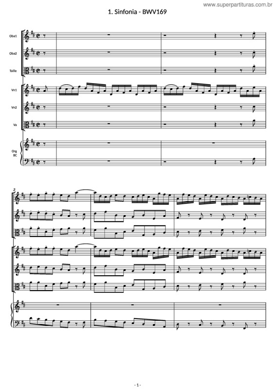 Partitura da música Bwv169/1. Sinfonia