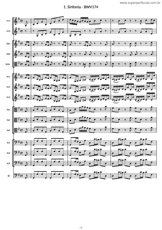 Partitura da música Bwv174/1. Sinfonia